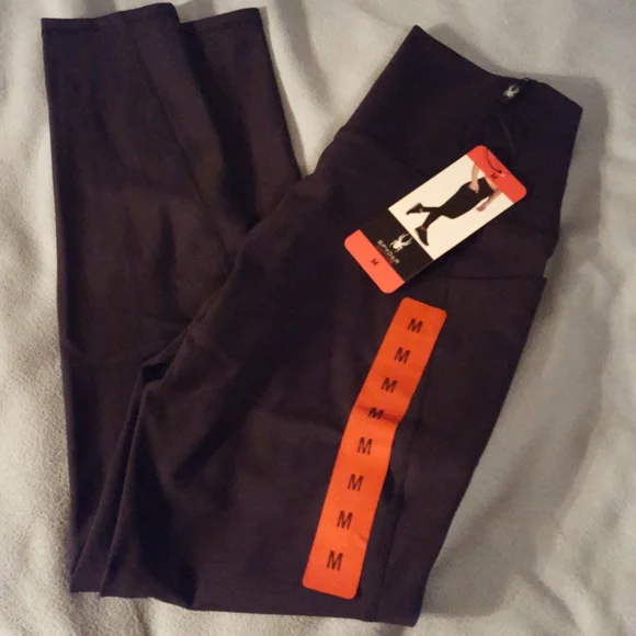 NWT SPYDER ACTIVE leggings, black, pockets, small & medium - Picture 3 of 10
